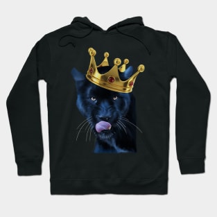 Black Panther Big Cat with Crown, Tropical Animal Hoodie